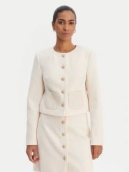 Morgan Marynarka 261-VIKTORY Beżowy Slim Fit. Brązowe marynarki i żakiety damskie Morgan, bez wzorów, z syntetyku, bez kołnierzyka, bez ramiączek. Za 459.99 zł.