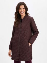 Soyaconcept® Płaszcz pikowany Kobiety lila, XS. Brązowe płaszcze damskie xs, bez wzorów, eleganckie, bez kołnierzyka, bez kaptura. Za 449.95 zł.