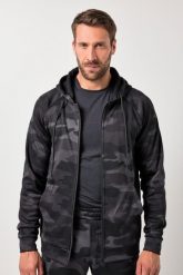 Męska Kurtka treningowa fitness dzianina dresowa moro kaptur do rozm. 7XL. Czarne kurtki męskie JAY-PI, m, bez wzorów, z dresówki, z kapturem. Za 349.99 zł.