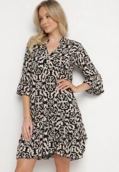 Czarna Sukienka Rozkloszowana z Bawełny w Etniczny Wzór Zalista. Czarne sukienki damskie Born2be, na co dzień, l, bez wzorów, z bawełny, boho, bez kołnierzyka, bez ramiączek, mini, rozkloszowane. Za 49.99 zł.