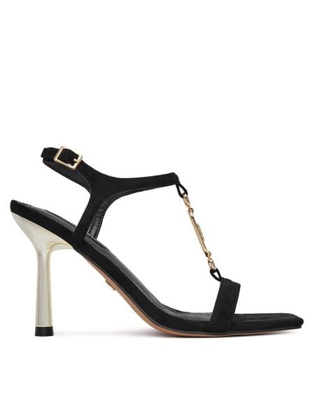 Nine West Sandały S3SH1996-01 Czarny. Czarne sandały damskie Nine West, bez wzorów, z materiału, bez obcasa, na szpilce, bez zapięcia. Za 229.99 zł.