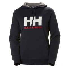 Bluza z kapturem dla kobiet Helly Hansen Logo. Niebieskie bluzy damskie Helly Hansen, bez wzorów, sportowe, bez ramiączek, z kapturem. Za 421.50 zł.