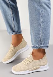 Beżowe Buty Sportowe Pudina. Brązowe obuwie sportowe damskie Renee, bez wzorów, z okrągłym noskiem, bez zapięcia, wspinaczkowe. Za 39.99 zł.