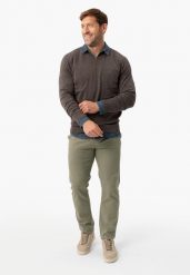 Spodnie chinosy khaki R-PARKS. Brązowe eleganckie spodnie męskie Volcano, z aplikacjami, z materiału, klasyczne. Za 179.99 zł.