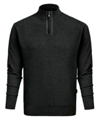 Wełniany Sweter z Wysokim Dekoltem na Zamek - Pako Jeans - Czarny. Czarne swetry męskie Pako Jeans, l, bez wzorów, z jeansu, bez kołnierzyka, bez ramiączek. Za 219.00 zł.