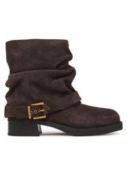 MICHAEL Michael Kors Botki Colby 40F5COFE5S Brązowy. Brązowe botki damskie MICHAEL Michael Kors, bez wzorów, ze skóry, bez obcasa, na słupku, bez zapięcia. Za 1,059.00 zł.