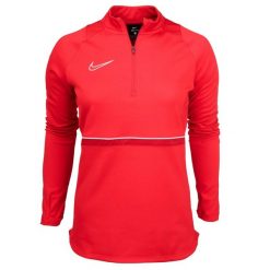Bluza Damska Academy 21 DriFIT Quarter Zip Drill Top. Czerwone bluzy damskie Nike, bez wzorów, bez ramiączek, bez kaptura. Za 160.99 zł.