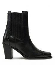 Bronx Botki New-Parton 34334-A Czarny. Czarne botki damskie Bronx, bez wzorów, ze skóry, bez obcasa, na słupku, bez zapięcia. Za 649.99 zł.