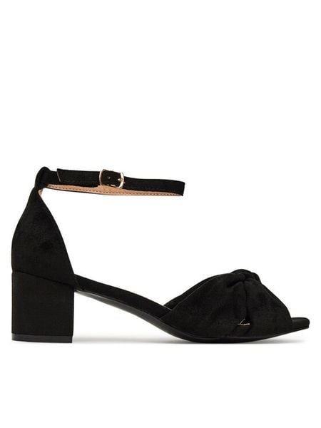 DeeZee Sandały 3697 Czarny. Czarne sandały damskie DeeZee, bez wzorów, z materiału, bez obcasa, na słupku, bez zapięcia. Za 129.99 zł.