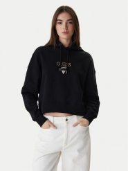 Guess Jeans Bluza W6RQ00 K68I4 Czarny Relaxed Fit. Czarne bluzy damskie Guess Jeans, xxl, z aplikacjami, z bawełny, bez ramiączek, bez kaptura. Za 349.99 zł.