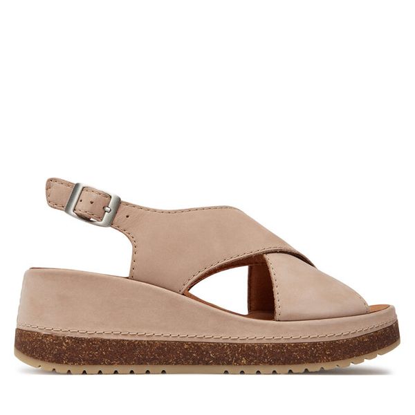 Sandały Clarks. Brązowe sandały damskie Clarks, bez wzorów, bez obcasa, na płaskiej podeszwie, bez zapięcia. Za 237.99 zł.