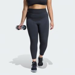 Legginsy Optime Workout 3-Stripes 7/8 (Plus size). Czarne legginsy damskie Adidas, bez wzorów, z tkaniny. Za 279.00 zł.