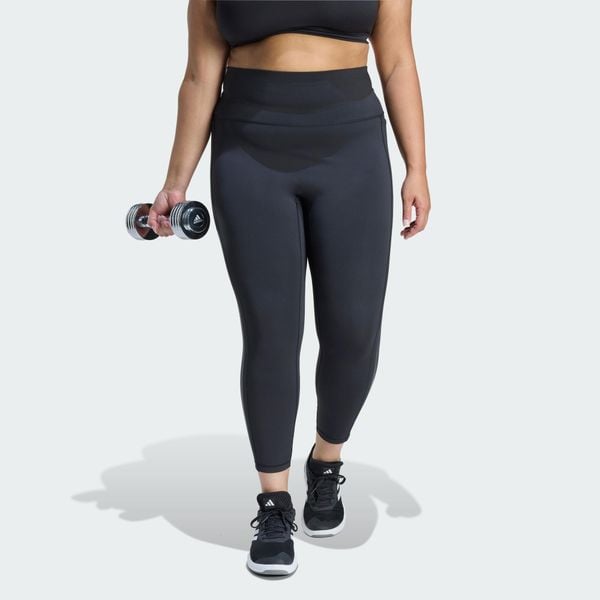 Legginsy Optime Workout 3-Stripes 7/8 (Plus size). Czarne legginsy damskie Adidas, bez wzorów, z tkaniny. Za 279.00 zł.