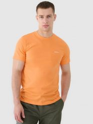 4F T-shirt regular gładki męski - pomarańczowy XXL. Brązowe t-shirty męskie 4F, m, bez wzorów, z bawełny, bez kołnierzyka, bez ramiączek. W wyprzedaży za 39.99 zł.