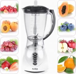 BLENDER KIELICHOWY BIAŁY 3 BIEGI + PULSE 1,5L 300W. Białe blendery Floria. Za 79.00 zł.