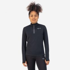 Bluza damska do biegania Rogelli Carina 2.0. Czarne bluzy damskie Rogelli, l, bez wzorów, z materiału, sportowe, bez ramiączek, bez kaptura. Za 152.65 zł.
