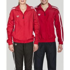 Kurtka ortalionowa wiatrówka unisex Arena Prival. Czerwone kurtki sportowe damskie ARENA, bez wzorów, bez ramiączek, bez kaptura. Za 59.99 zł.