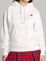 Bluza z kapturem z motywem walentynkowym - kremowy. Białe bluzy damskie Sinsay, l, bez wzorów, bez ramiączek, z kapturem. W wyprzedaży za 29.99 zł.