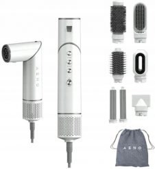 ENO HS1 Stylizator i suszarka do włosów 13 funkcji 7 nasadek 1200W NTC Jonizacja Biała. Białe suszarki do włosów Aeno. Za 691.35 zł.