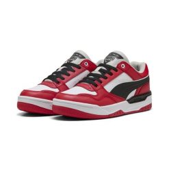 Sneakersy unisex Rebound Retro PUMA Black For All Time Red. Czarne obuwie sportowe damskie Puma, bez wzorów, z syntetyku, bez zapięcia, do koszykówki. W wyprzedaży za 254.00 zł.