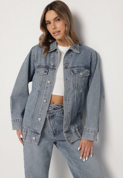 Niebieska Kurtka Jeansowa o Klasycznym Kroju Anlarra. Niebieskie kurtki damskie Born2be, l, bez wzorów, z jeansu, bez kaptura. Za 149.99 zł.