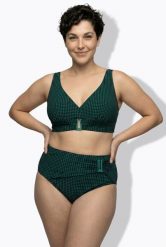 Damskie Bikini krata miękkie miseczki ozdobna klamra. Czarne stroje kąpielowe damskie Ulla Popken, plus size, bez wzorów, z elastanu. Za 191.99 zł.