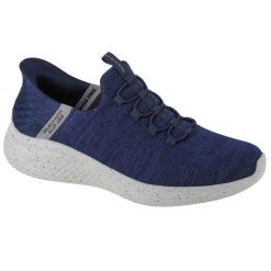 Buty sportowe Sneakersy męskie, Slip-Ins Ultra Flex 3.0 - Right Away. Niebieskie buty sportowe męskie Skechers, bez wzorów, bez zapięcia, trekkingowe. Za 369.99 zł.
