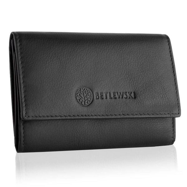 Portfel damski BETLEWSKI BPD-SS-17 CZARNY. Czarne portfele damskie Betlewski, ze skóry. Za 139.00 zł.