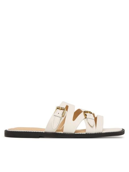 Guess Klapki FLJGRY LEA03 Biały. Białe klapki damskie Guess, z aplikacjami, ze skóry, bez obcasa, bez zapięcia. Za 309.99 zł.