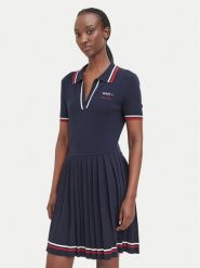Guess Sukienka dzianinowa W6BK98 Z2277 Granatowy Regular Fit. Niebieskie sukienki damskie Guess, xl, z aplikacjami, z dzianiny, bez kołnierzyka, bez ramiączek. Za 474.99 zł.