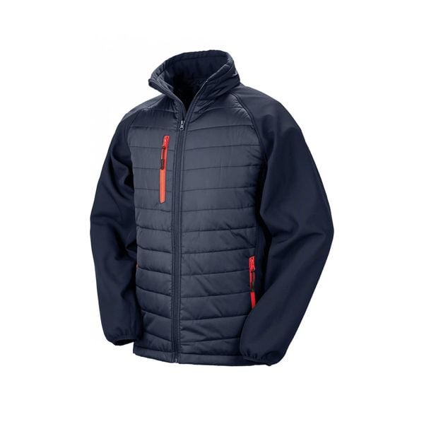 Kurtka puchowa z recyklingu Result Softshell Black Compass Softshell. Niebieskie kurtki męskie RESULT, m, bez wzorów, z materiału, bez kaptura. Za 234.80 zł.