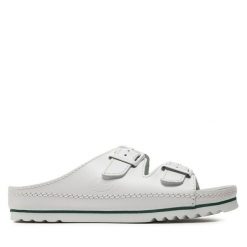 Klapki Scholl. Białe klapki damskie Scholl, bez wzorów, bez obcasa, bez zapięcia. Za 200.99 zł.