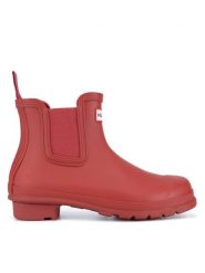 Hunter Kalosze WFS2078RMA Czerwony. Czerwone kalosze damskie Hunter, bez wzorów, z kauczuku, bez zapięcia. Za 399.99 zł.