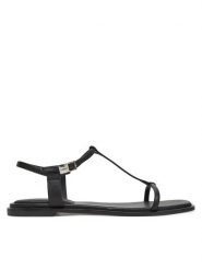 Calvin Klein Sandały Flat Sandal Squared Buckle Lth HW0HW02556 Czarny. Czarne sandały damskie Calvin Klein, bez wzorów, ze skóry, bez obcasa, na płaskiej podeszwie, bez zapięcia. Za 479.99 zł.
