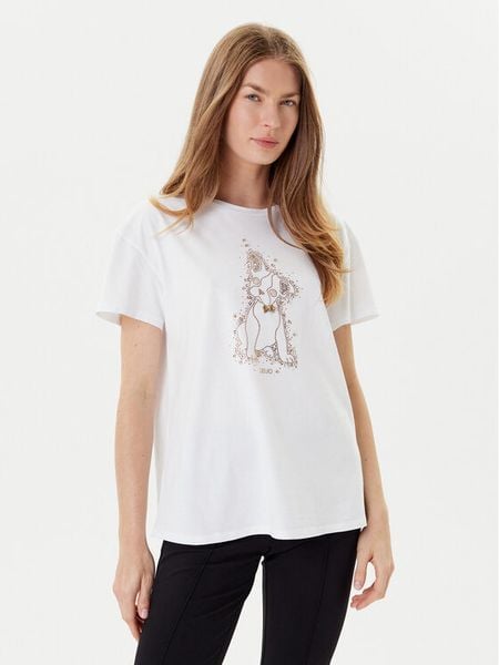 Liu Jo T-Shirt MF5412 JS923 Biały Regular Fit. Białe t-shirty damskie Liu Jo, l, bez wzorów, z bawełny, bez kołnierzyka, bez ramiączek. Za 189.99 zł.