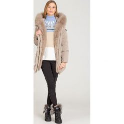 PARKA PUCHOWA NICOLE HETREGO. Brązowe parki damskie HETREGO, z aplikacjami, z futra, z kapturem. Za 1,649.50 zł.