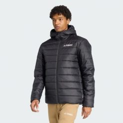 Kurtka z kapturem z ociepleniem Terrex Multi Essentials CLIMAWARM. Czarne kurtki męskie Adidas, uniwersalny, bez wzorów, z puchu, sportowe, z kapturem. Za 439.00 zł.