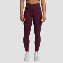 Legginsy damskie fitness z kieszenią bakłażanowe Mesh Panel. Czerwone legginsy damskie GYMBEAM, bez wzorów, z elastanu. Za 112.90 zł.