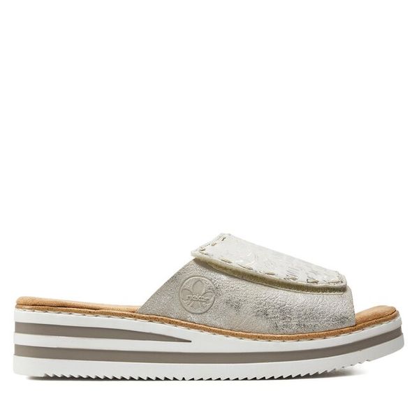 Klapki Rieker. Szare klapki damskie Rieker, bez wzorów, bez obcasa, bez zapięcia. Za 279.99 zł.