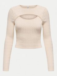 ONLY Sweter Meddi 15339582 Beżowy Cropped Fit. Brązowe swetry nierozpinane damskie ONLY, xl, bez wzorów, z wiskozy, bez kołnierzyka, bez ramiączek. Za 79.99 zł.