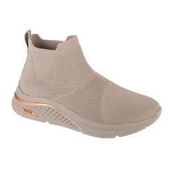 Buty sportowe damskie, Arch Fit S-Miles - Sock Walk. Brązowe obuwie sportowe damskie Skechers, bez wzorów, bez zapięcia, trekkingowe. Za 359.99 zł.