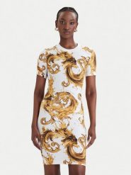 Versace Jeans Couture Sukienka codzienna 80HAO939 JS553 Biały Slim Fit. Białe sukienki damskie Versace Jeans Couture, na co dzień, xs, bez wzorów, z bawełny, bez kołnierzyka, bez ramiączek, proste. Za 732.99 zł.