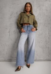 Niebieskie Jeansy Szerokie z Wytarciami High Waist Calale. Niebieskie jeansy damskie Renee, bez wzorów, z jeansu, z podwyższonym stanem. Za 119.99 zł.