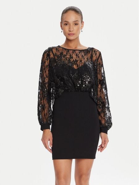 Rinascimento Sukienka koktajlowa CFC0125098003 Czarny Regular Fit. Czarne sukienki damskie Rinascimento, xs, bez wzorów, z syntetyku, wizytowe, bez kołnierzyka, bez ramiączek. Za 499.99 zł.