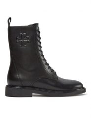 Tory Burch Botki Double T Combat Boot 154336 Czarny. Czarne botki damskie Tory Burch, bez wzorów, ze skóry, bez obcasa, na płaskiej podeszwie, bez zapięcia. Za 1,429.00 zł.