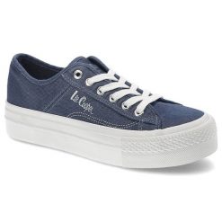 Niebieskie Trampki Lee Cooper Modne Buty Damskie. Niebieskie trampki i tenisówki damskie Lee Cooper, bez wzorów, z materiału, bez zapięcia. Za 109.00 zł.