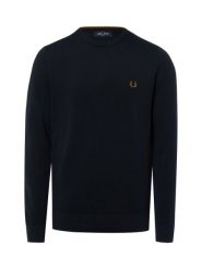 Fred Perry sweter z dzianiny Mężczyźni Bawełna niebieski, XL. Niebieskie swetry męskie Fred Perry, m, bez wzorów, z bawełny, sportowe, bez kołnierzyka, bez ramiączek. Za 649.95 zł.