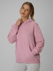 4F Bluza dresowa relaxed z kapturem damska - różowa XL. Czerwone bluzy damskie 4F, l, bez wzorów, z bawełny, klasyczne, bez ramiączek, z kapturem. Za 149.99 zł.