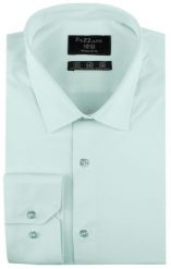 Jednokolorowa, Bawełniana Koszula o Prostym Kroju - Miętowa. Zielone koszule męskie Pazzani, bez wzorów, z bawełny, eleganckie, bez kołnierzyka, bez ramiączek. Za 169.00 zł.