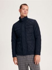 Kurtka pikowana - granatowy. Niebieskie kurtki męskie Reserved, l, bez wzorów, z tkaniny, bez kaptura. W wyprzedaży za 69.99 zł.